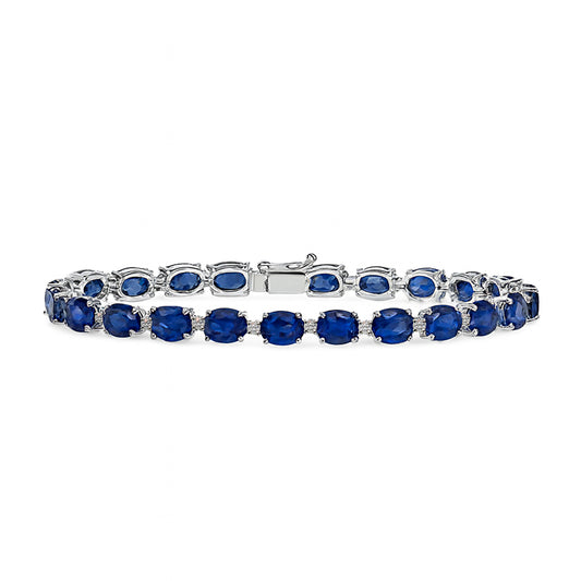 14k White Gold Sapphire Diamond Tennis Bracelet