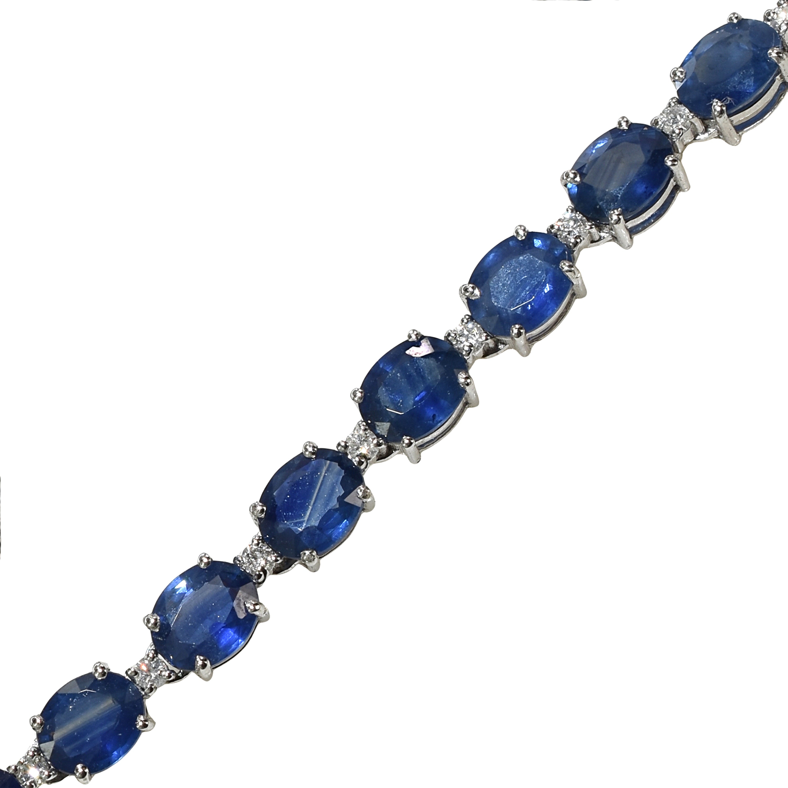 14k White Gold Sapphire Diamond Tennis Bracelet