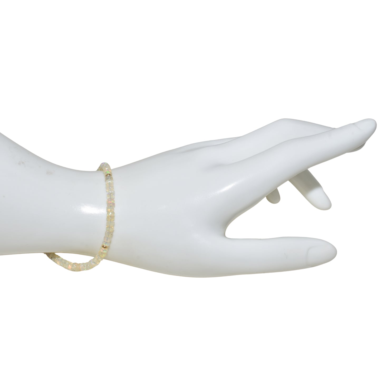 14k Gemstones 3 Gold Roundel Stations Bracelet