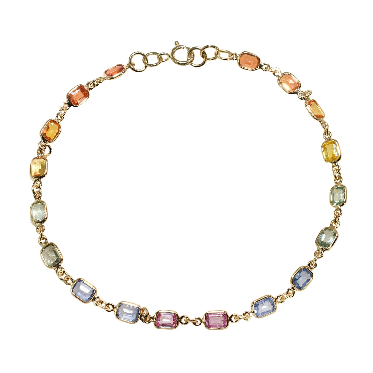 14k Multi Sapphire Square Cut Bracelet