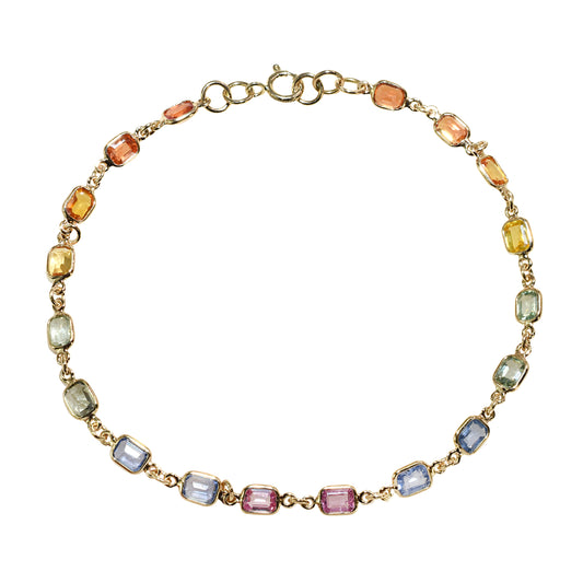 14k Multi Sapphire Square Cut Bracelet