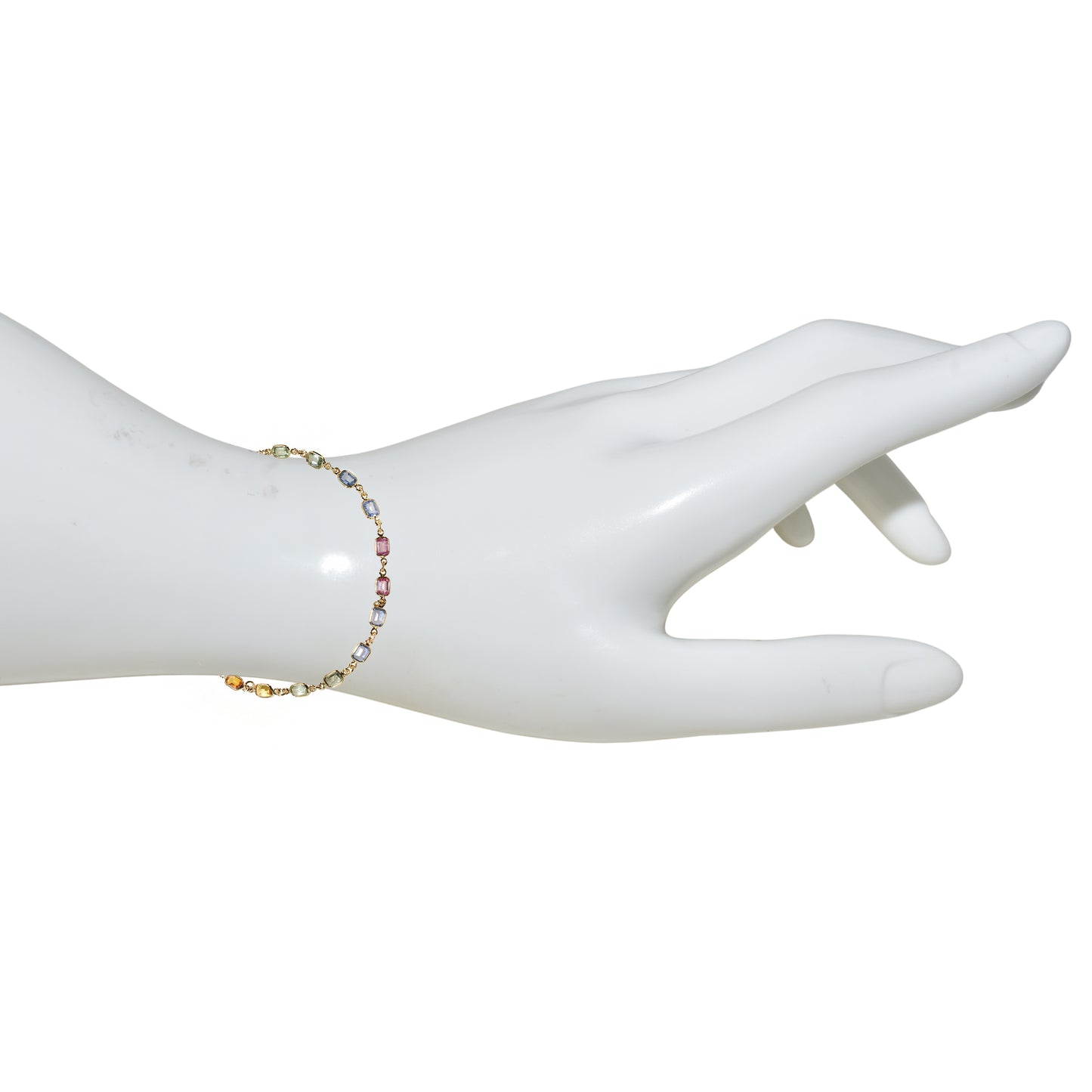 14k Multi Sapphire Square Cut Bracelet