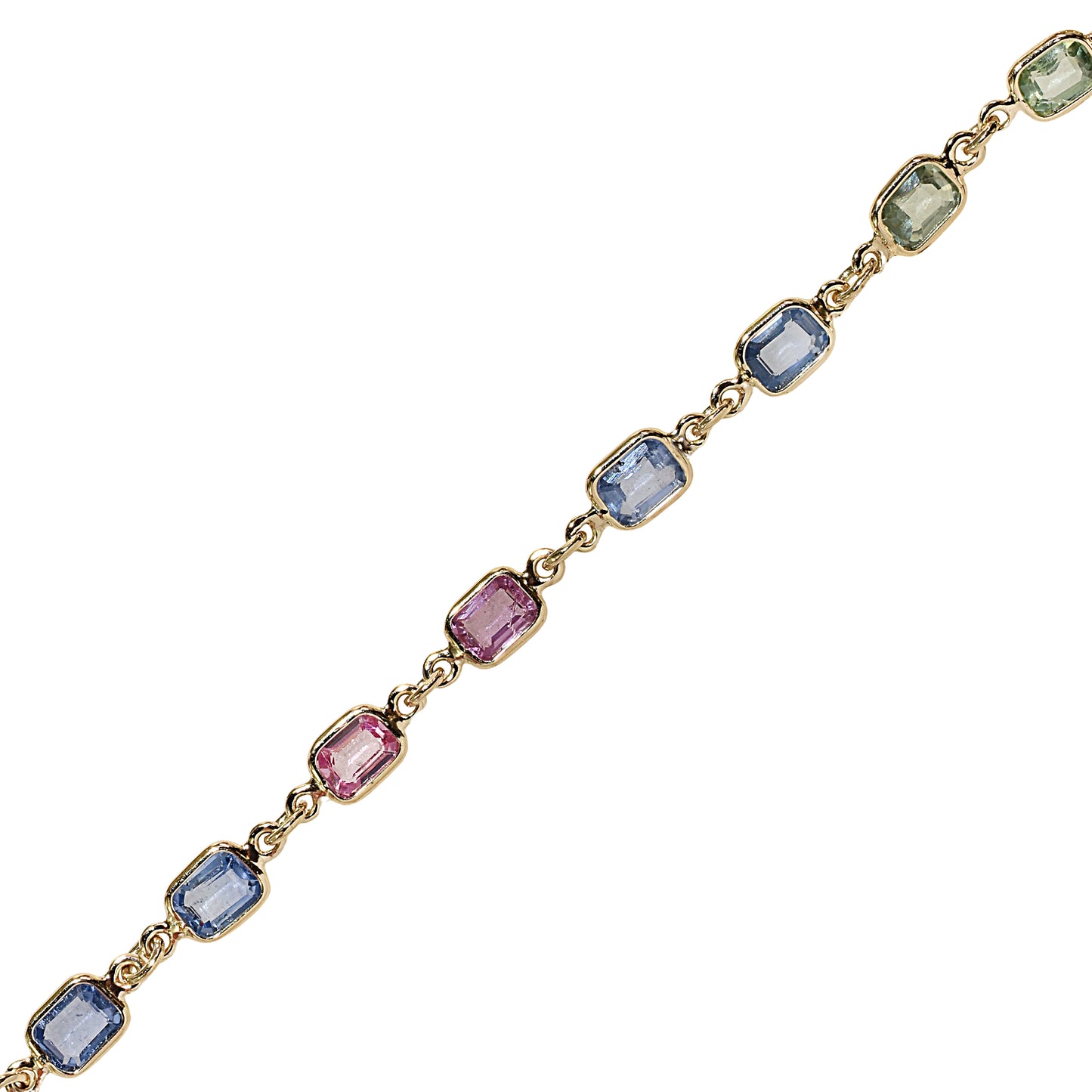 14k Multi Sapphire Square Cut Bracelet