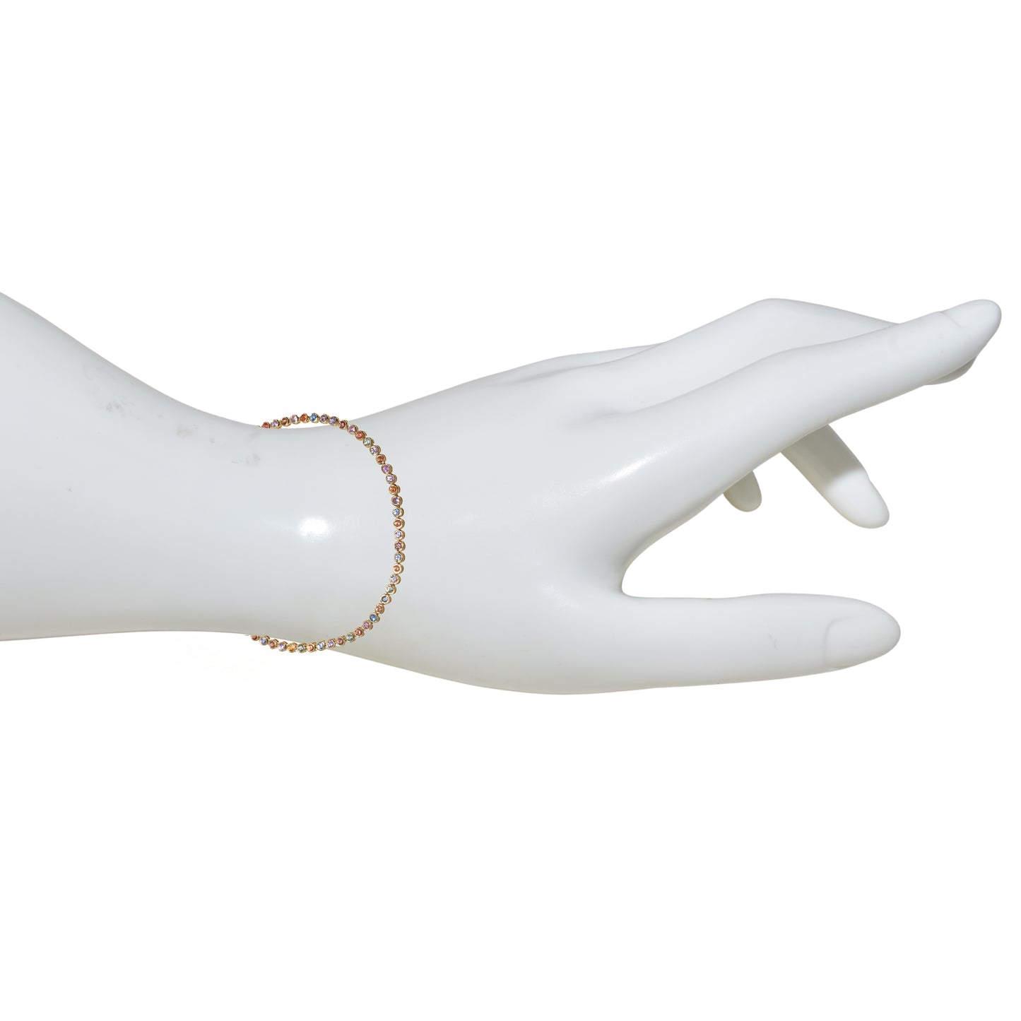 14k Multi Sapphire Round Cut Bracelet