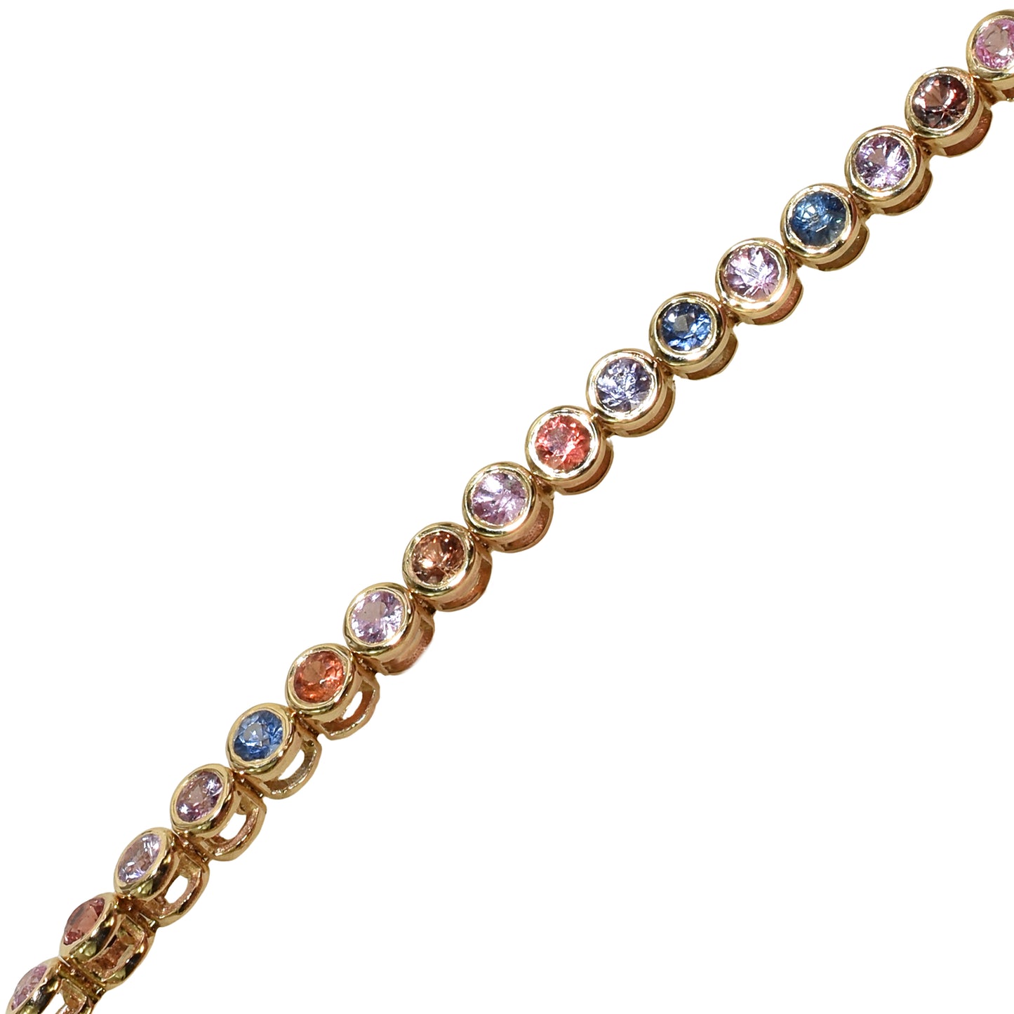 14k Multi Sapphire Round Cut Bracelet