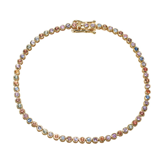 14k Multi Sapphire Round Cut Bracelet