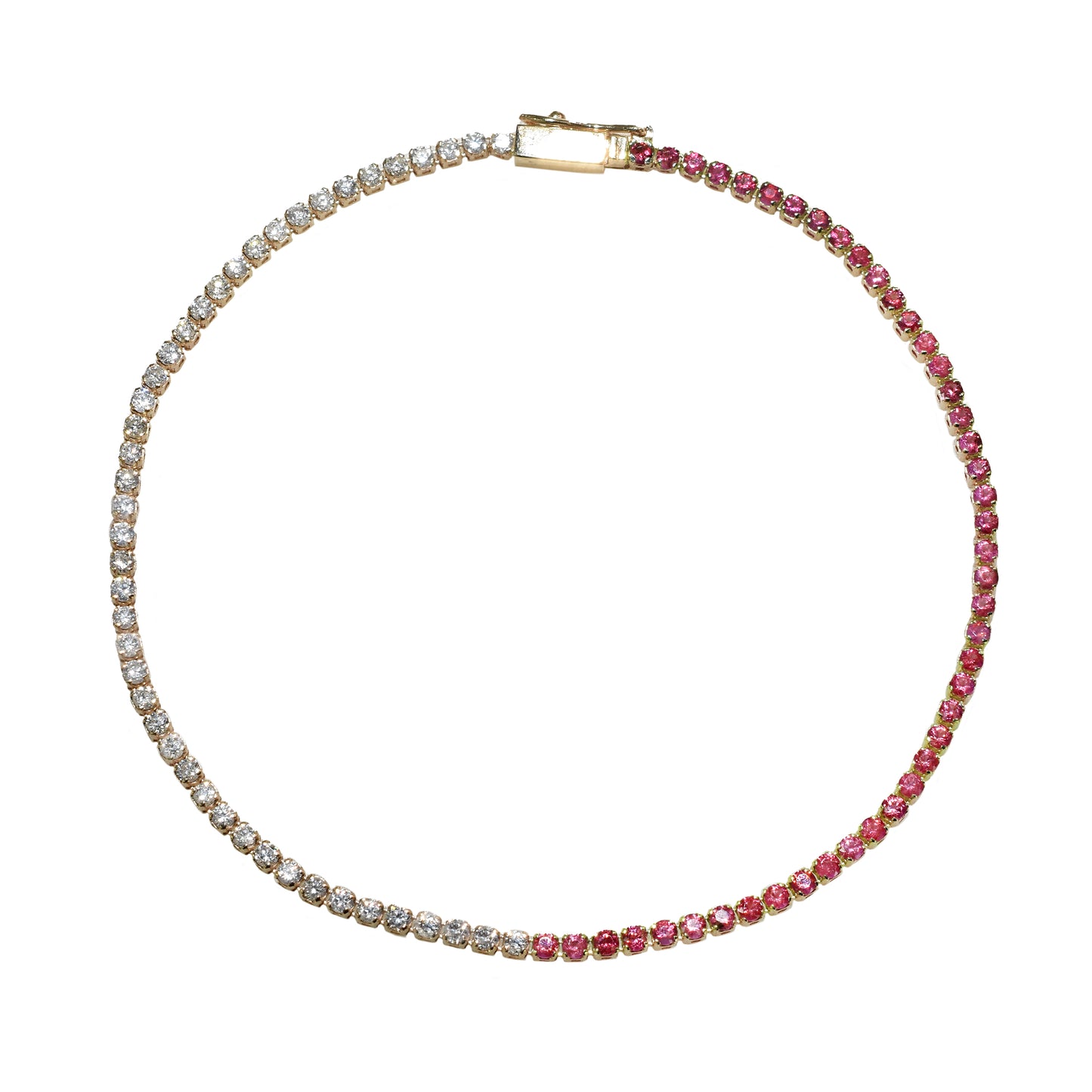 14k Garnet Diamond Round Cut Bracelet