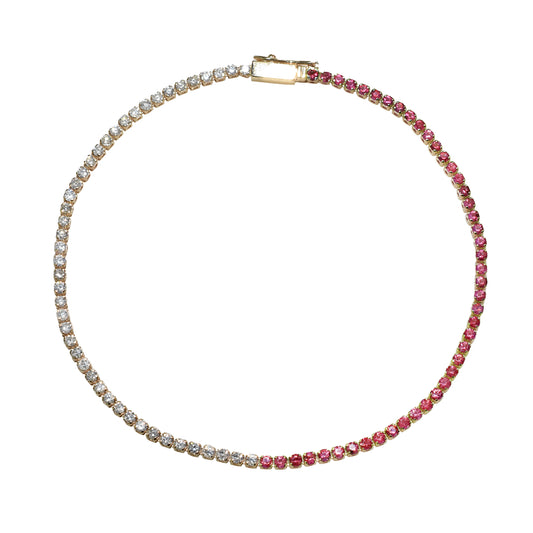 14k Garnet Diamond Round Cut Bracelet