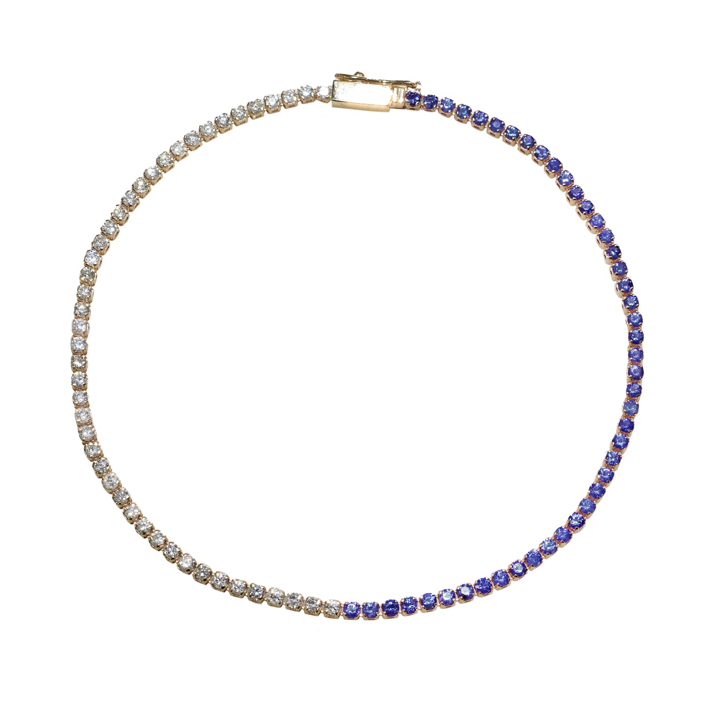 14k Sapphire Diamond Round Cut Bracelet