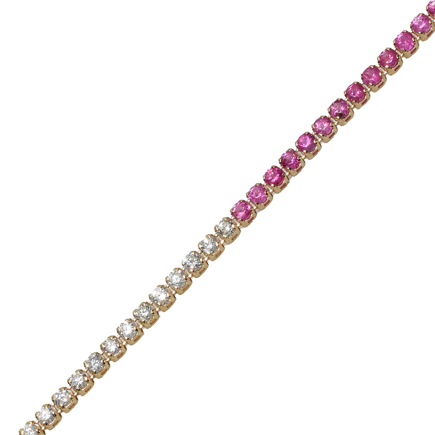 14k Pink Sapphire Diamond Round Cut Bracelet