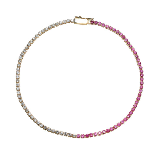 14k Pink Sapphire Diamond Round Cut Bracelet