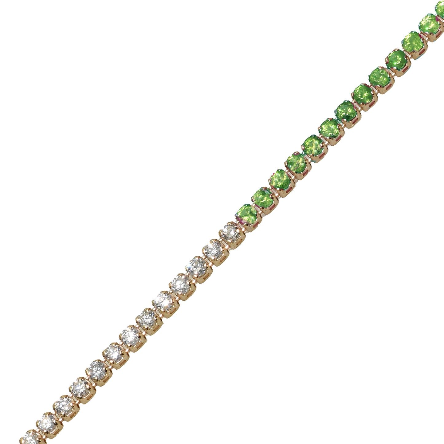 14k Tsavorite Diamond Round Cut Bracelet