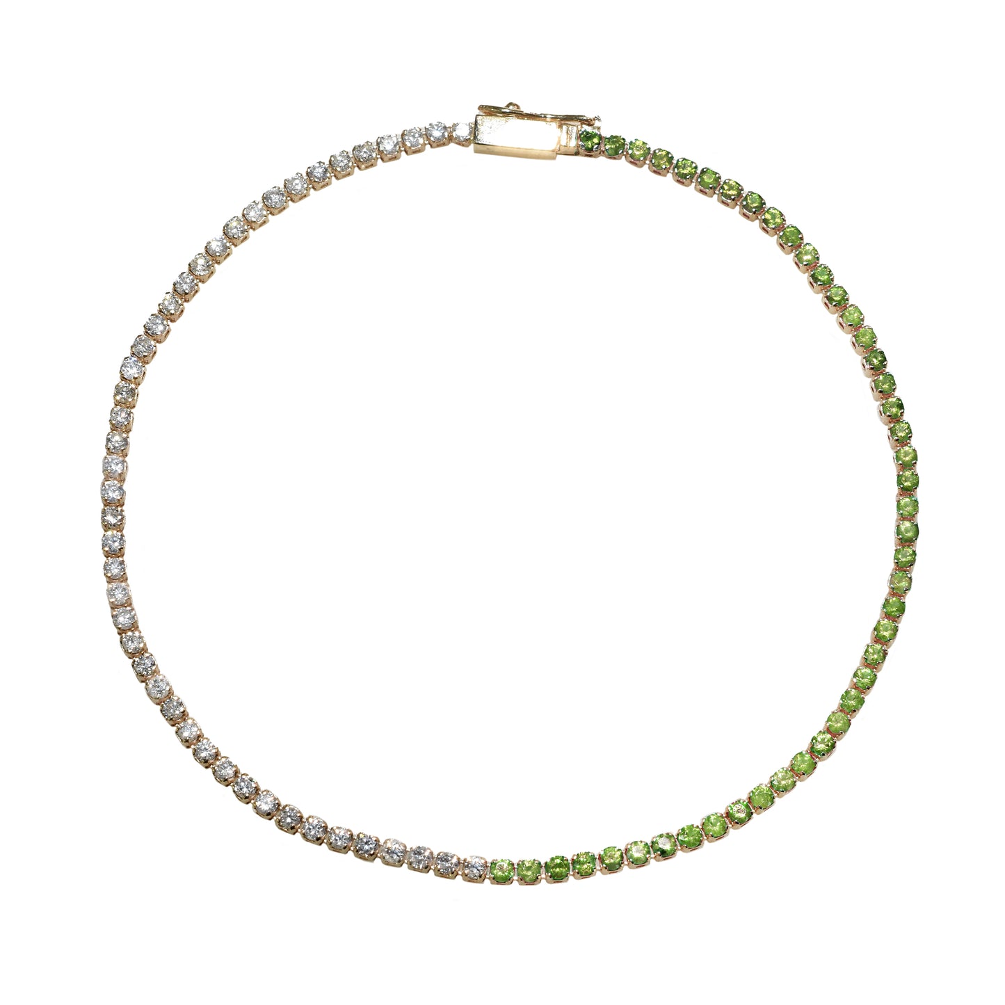 14k Tsavorite Diamond Round Cut Bracelet