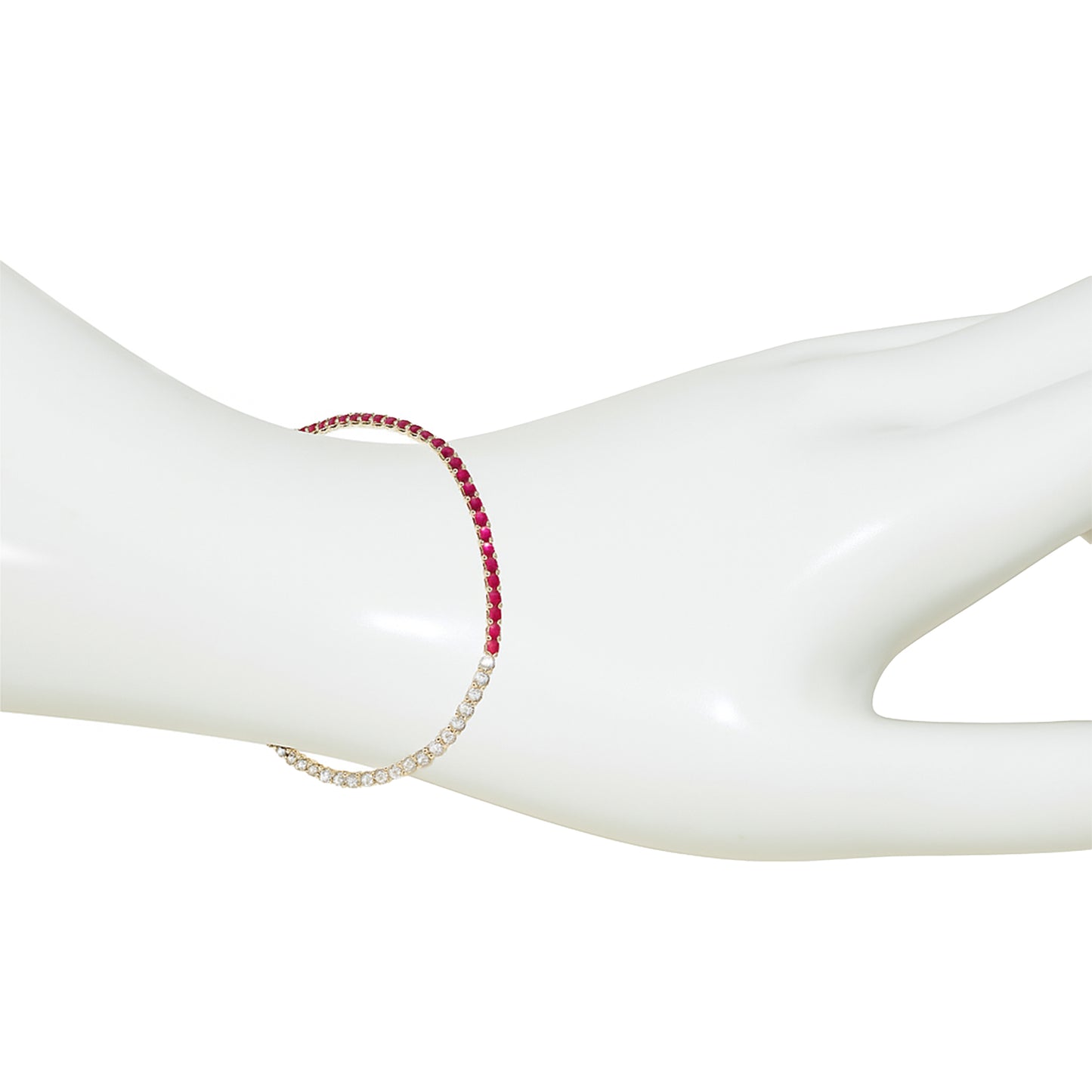 14k Ruby Diamond Round Cut Bracelet