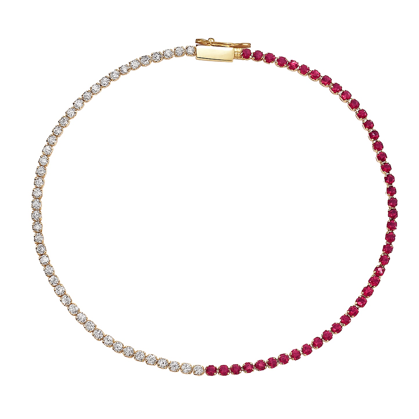 14k Ruby Diamond Round Cut Bracelet