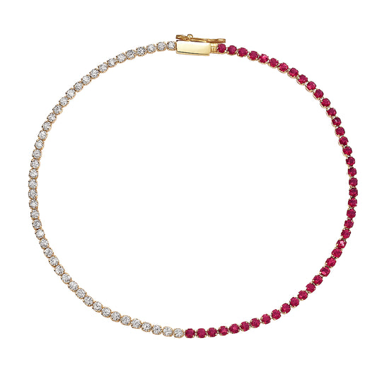 14k Ruby Diamond Round Cut Bracelet
