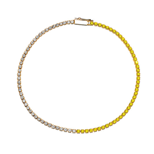 14k Yellow Sapphire Diamond Round Cut Bracelet