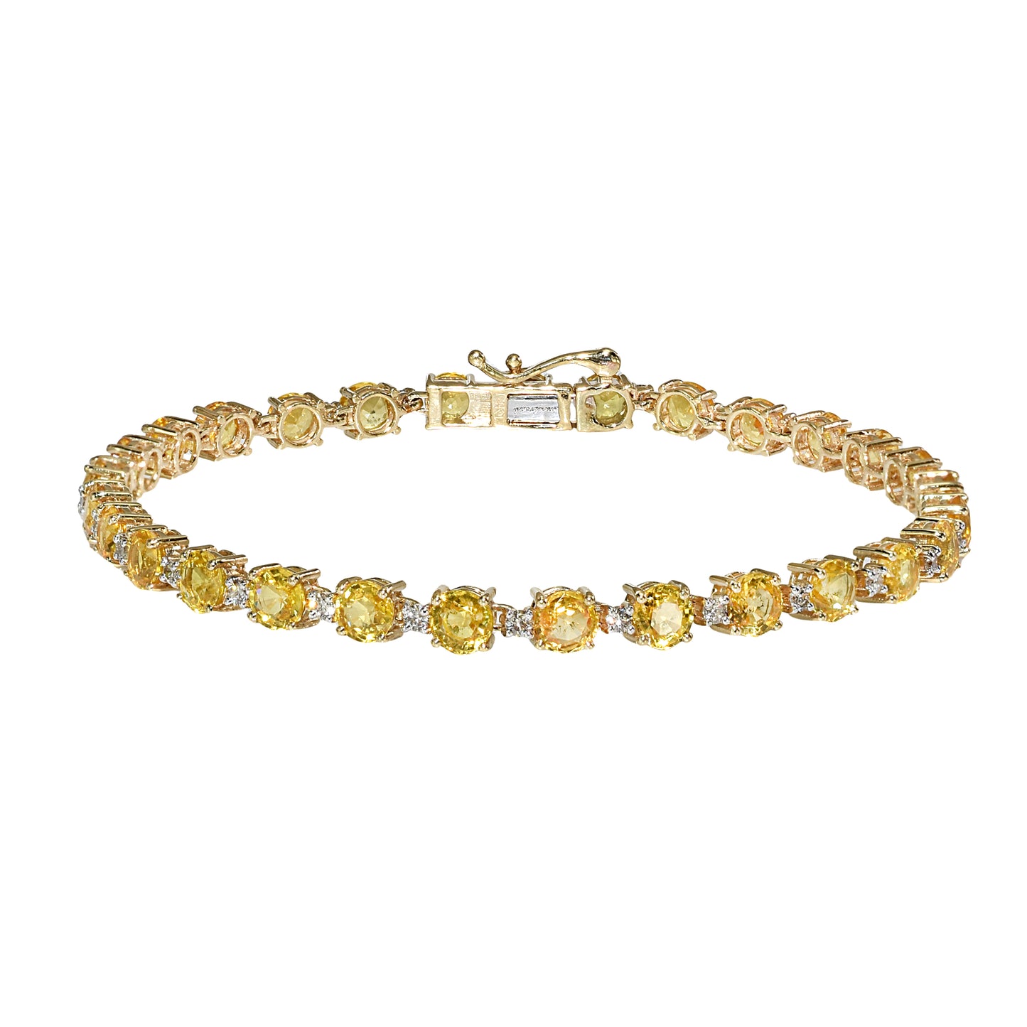 14k Yellow Sapphire Diamond Tennis Bracelet