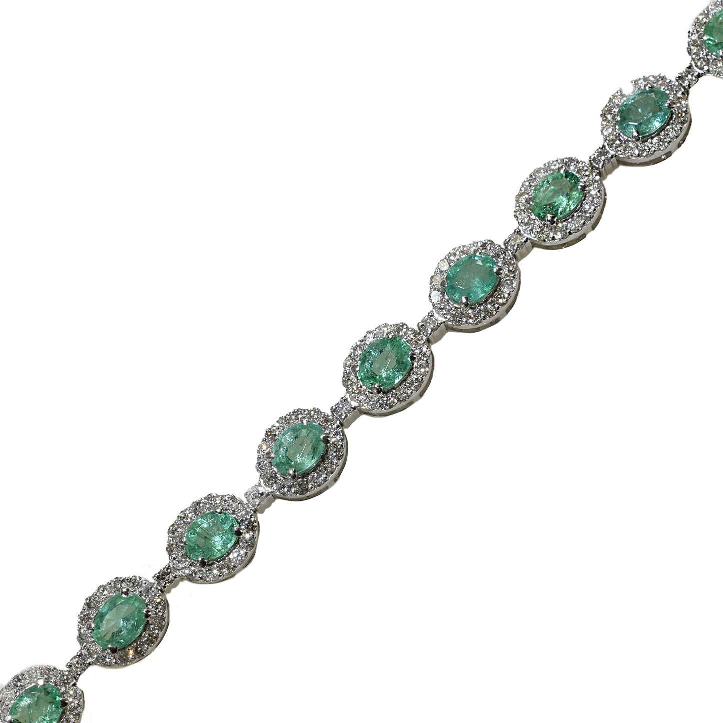 14k White Gold Emerald Diamond Tennis Bracelet
