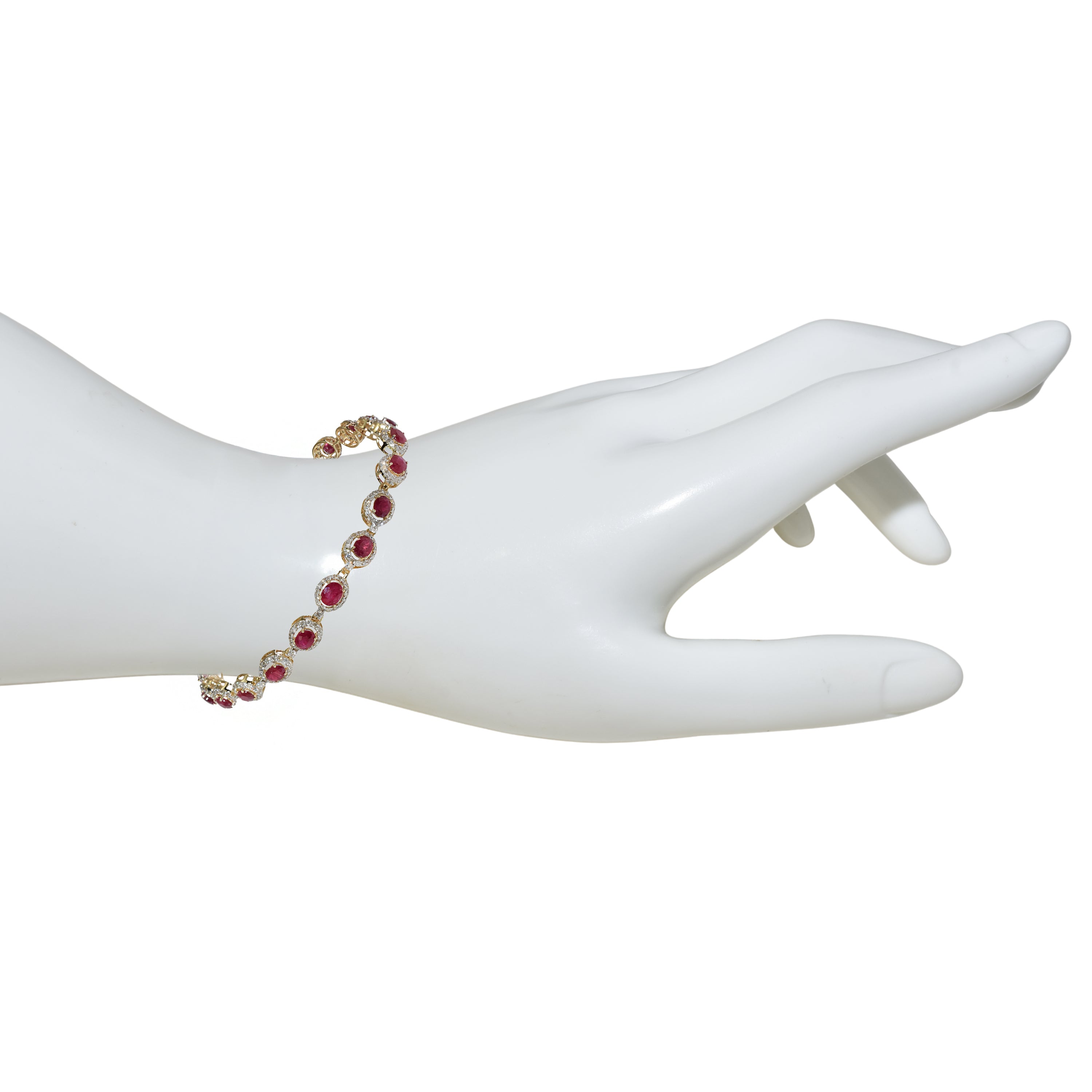 14k Ruby Diamond Round Cut Tennis Bracelet