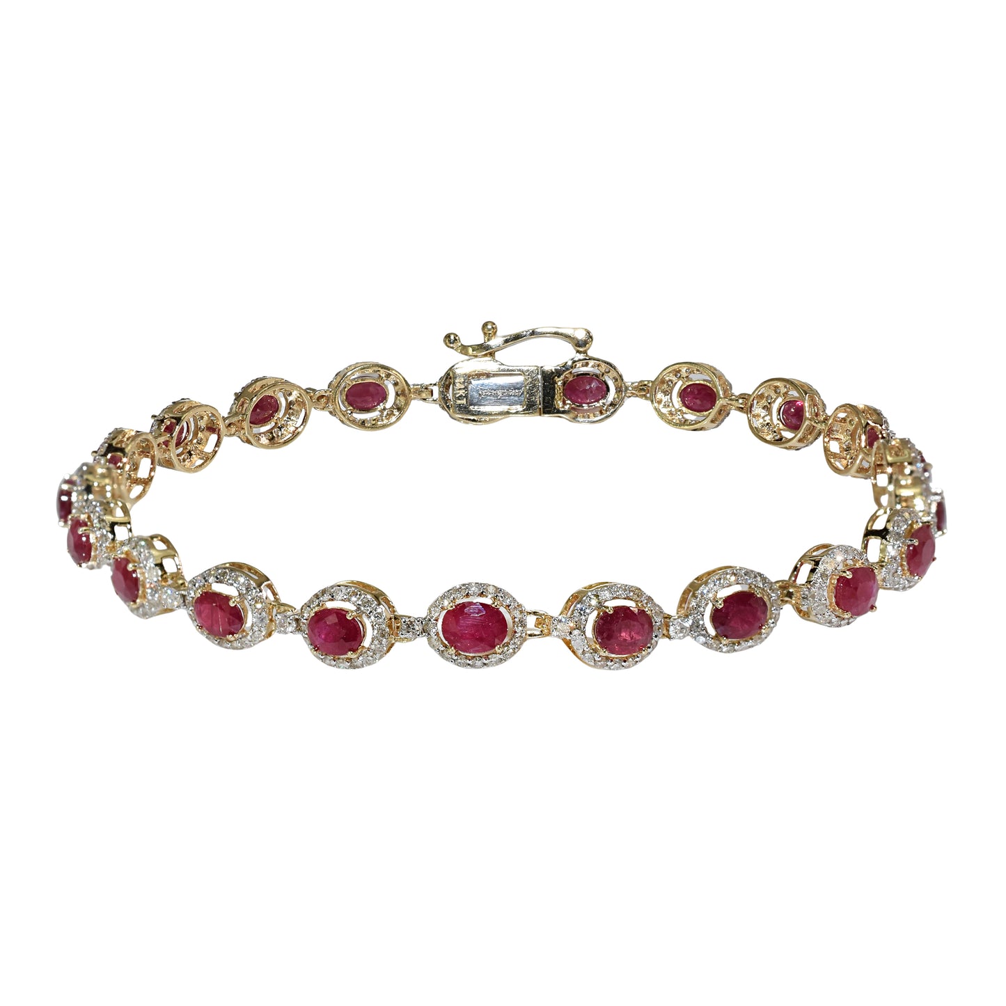 14k Ruby Diamond Round Cut Tennis Bracelet