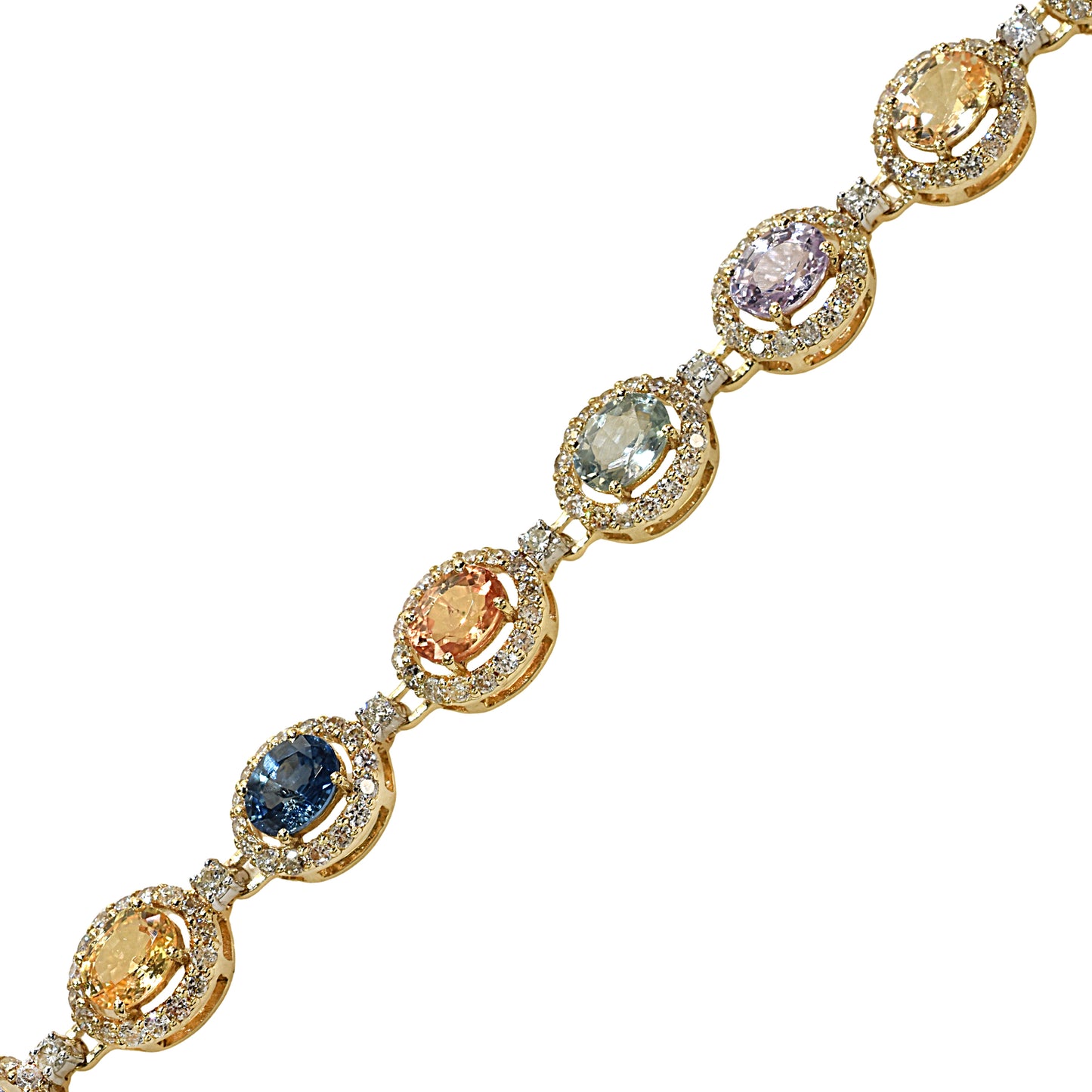 14k Multi Sapphire Diamond Round Cut Tennis Bracelet