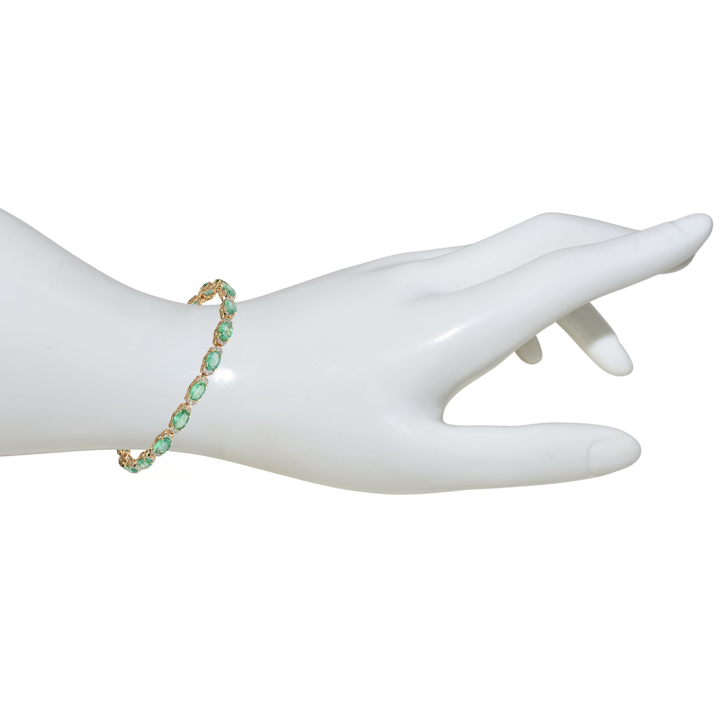 14k Emerald Diamond Oval Cut Tennis Bracelet