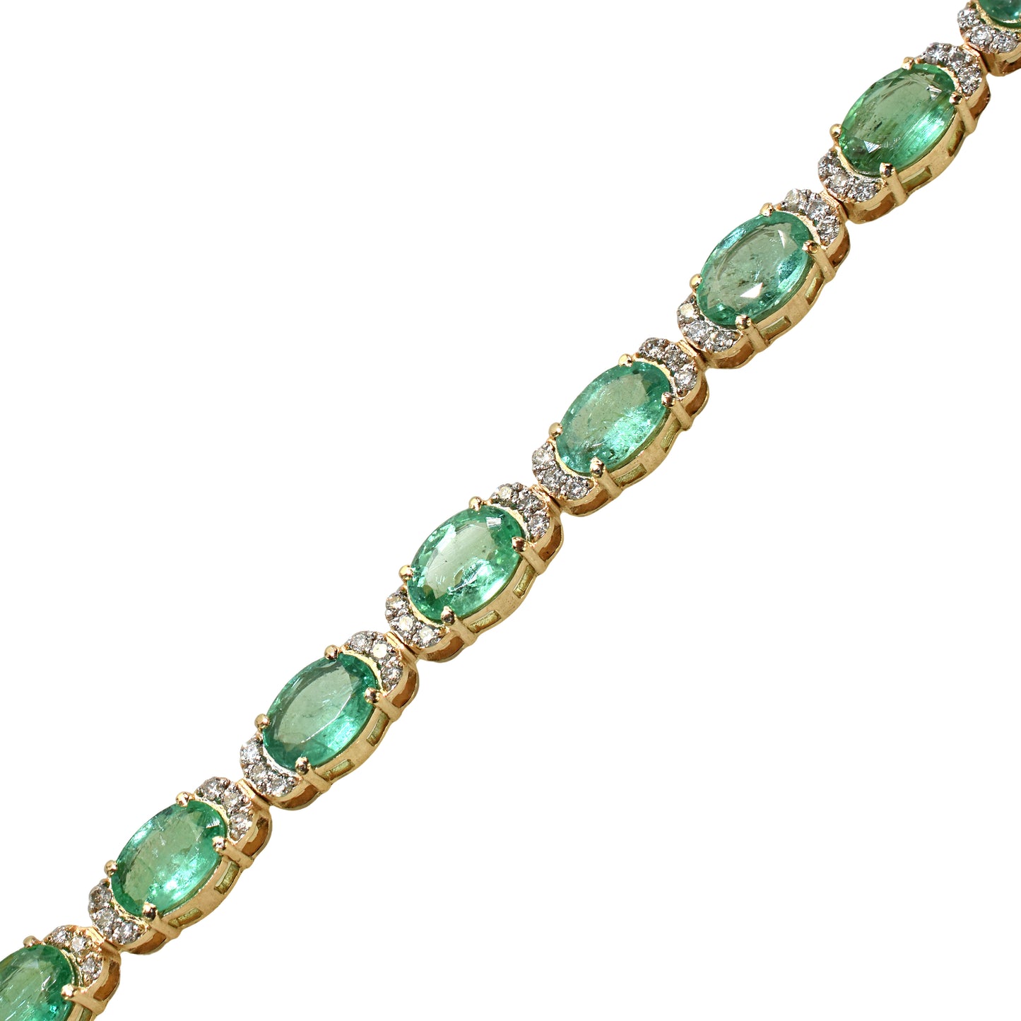 14k Emerald Diamond Oval Cut Tennis Bracelet
