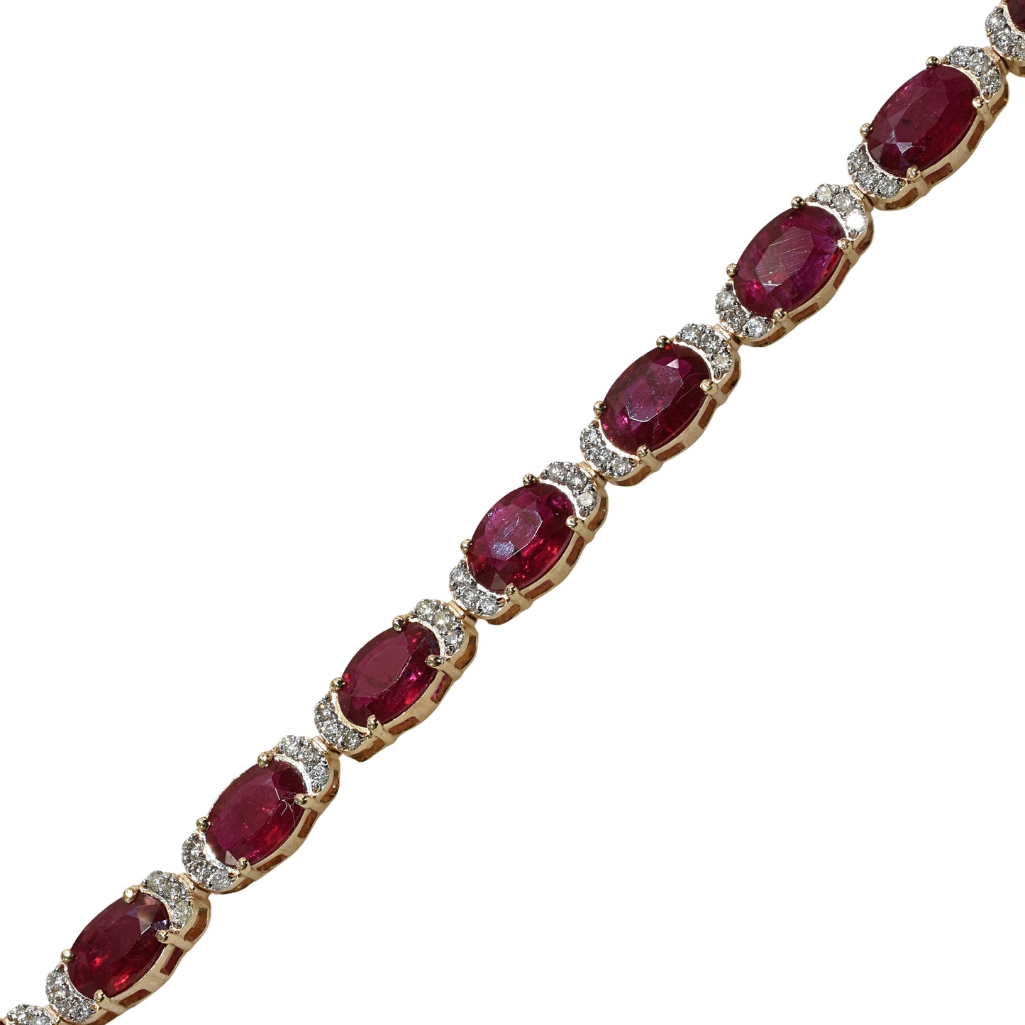 14k Ruby Diamond Oval Cut Tennis Bracelet
