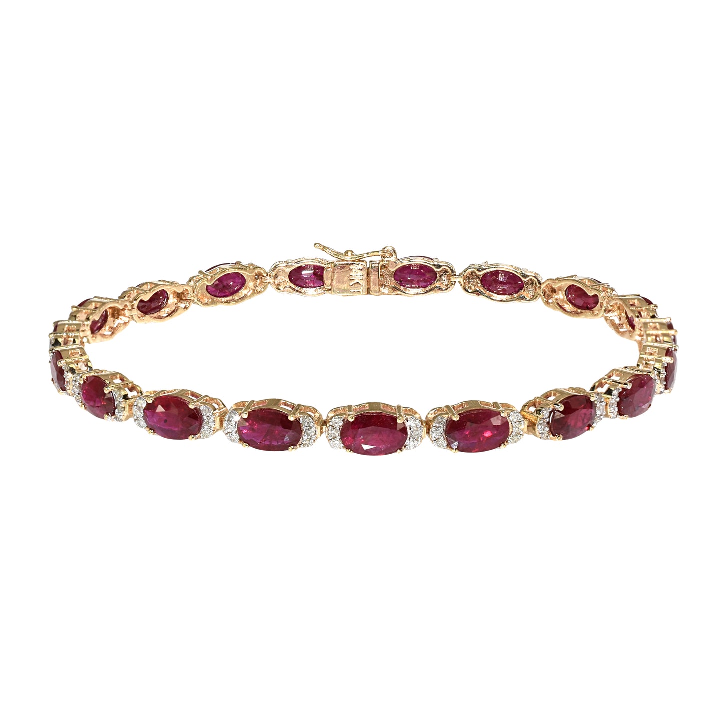 14k Ruby Diamond Oval Cut Tennis Bracelet