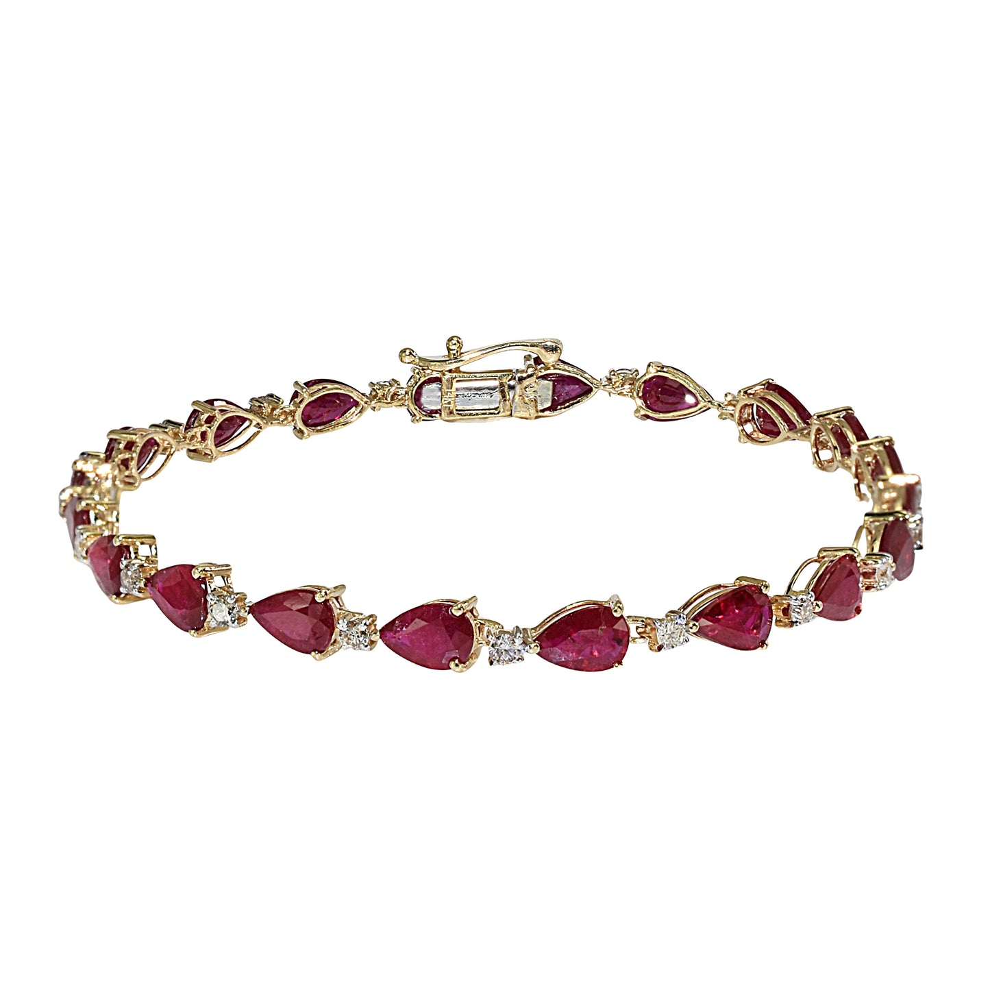 14k Ruby Diamond Pear Cut Tennis Bracelet