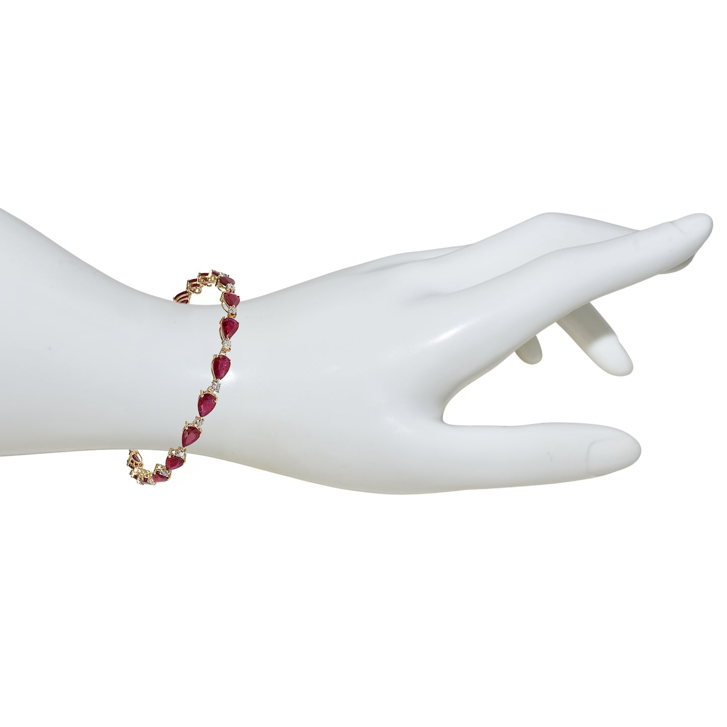 14k Ruby Diamond Pear Cut Tennis Bracelet