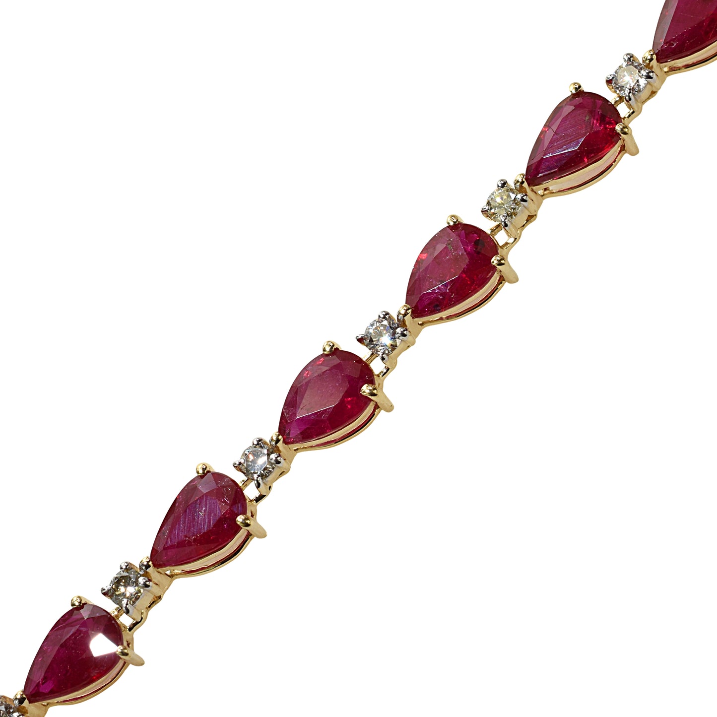 14k Ruby Diamond Pear Cut Tennis Bracelet