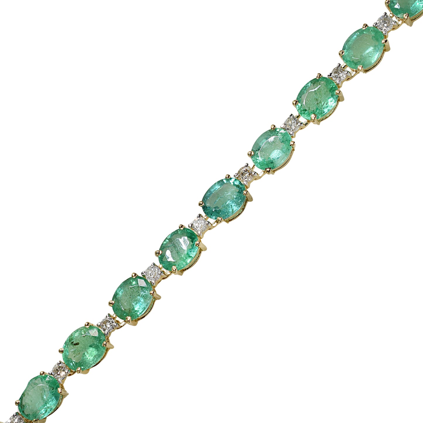 14k Emerald Diamond Oval Cut Tennis Bracelet