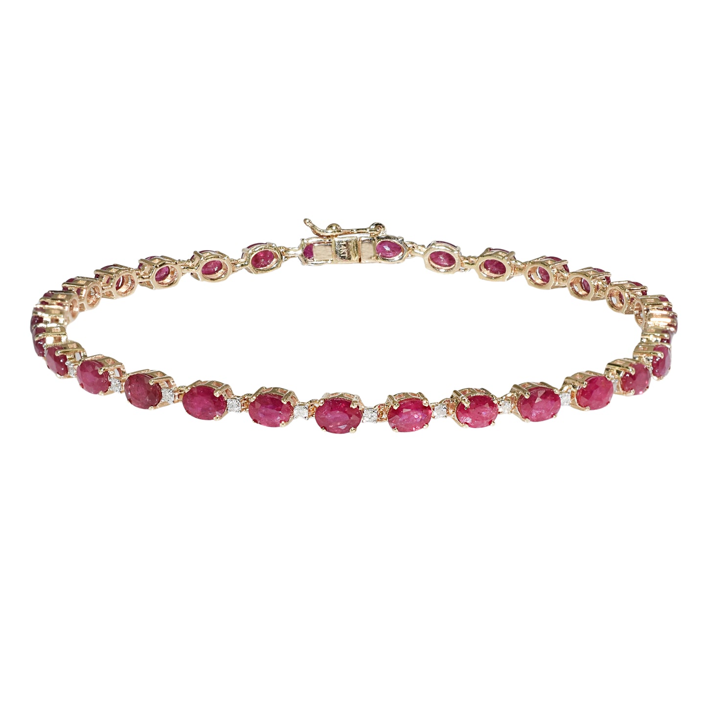 14k Ruby Diamond Oval Cut Tennis Bracelet