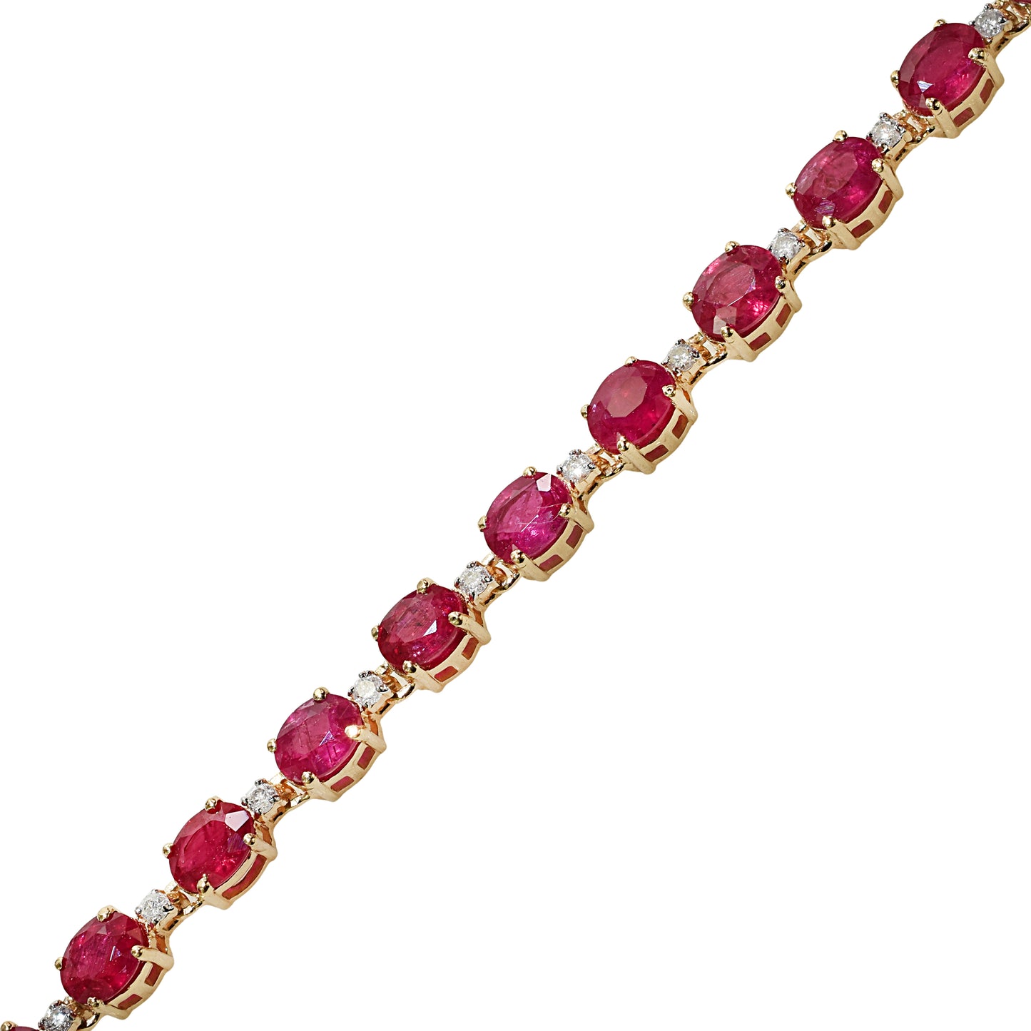 14k Ruby Diamond Oval Cut Tennis Bracelet