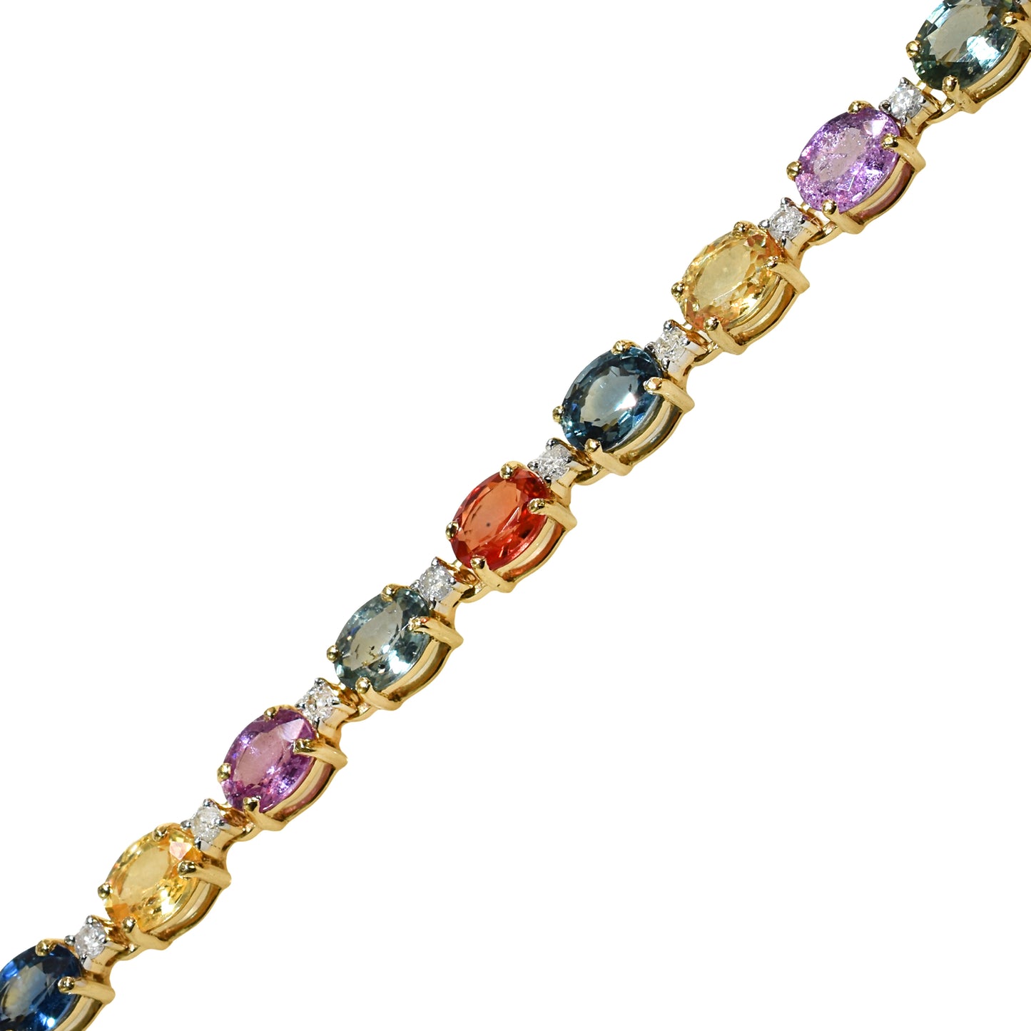 14k Multi Sapphire Diamond Oval Cut Tennis Bracelet