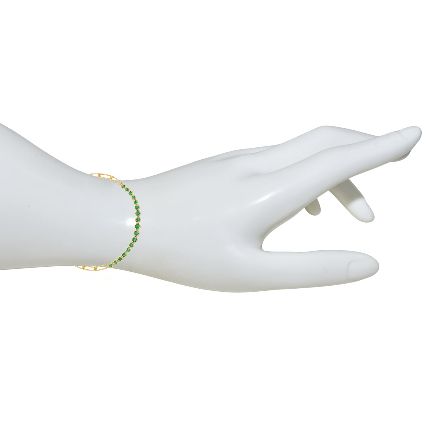 14k Emerald Round Cut Bezel Bracelet