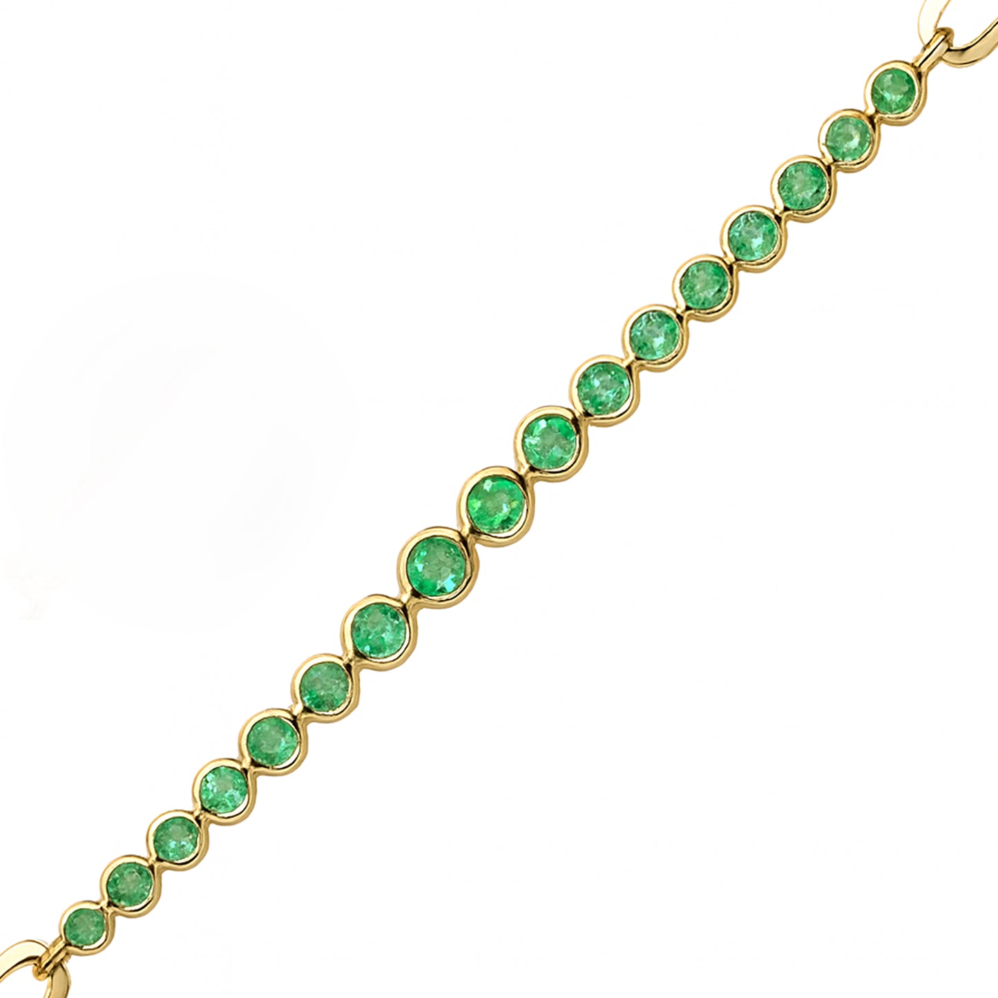 14k Emerald Round Cut Bezel Bracelet