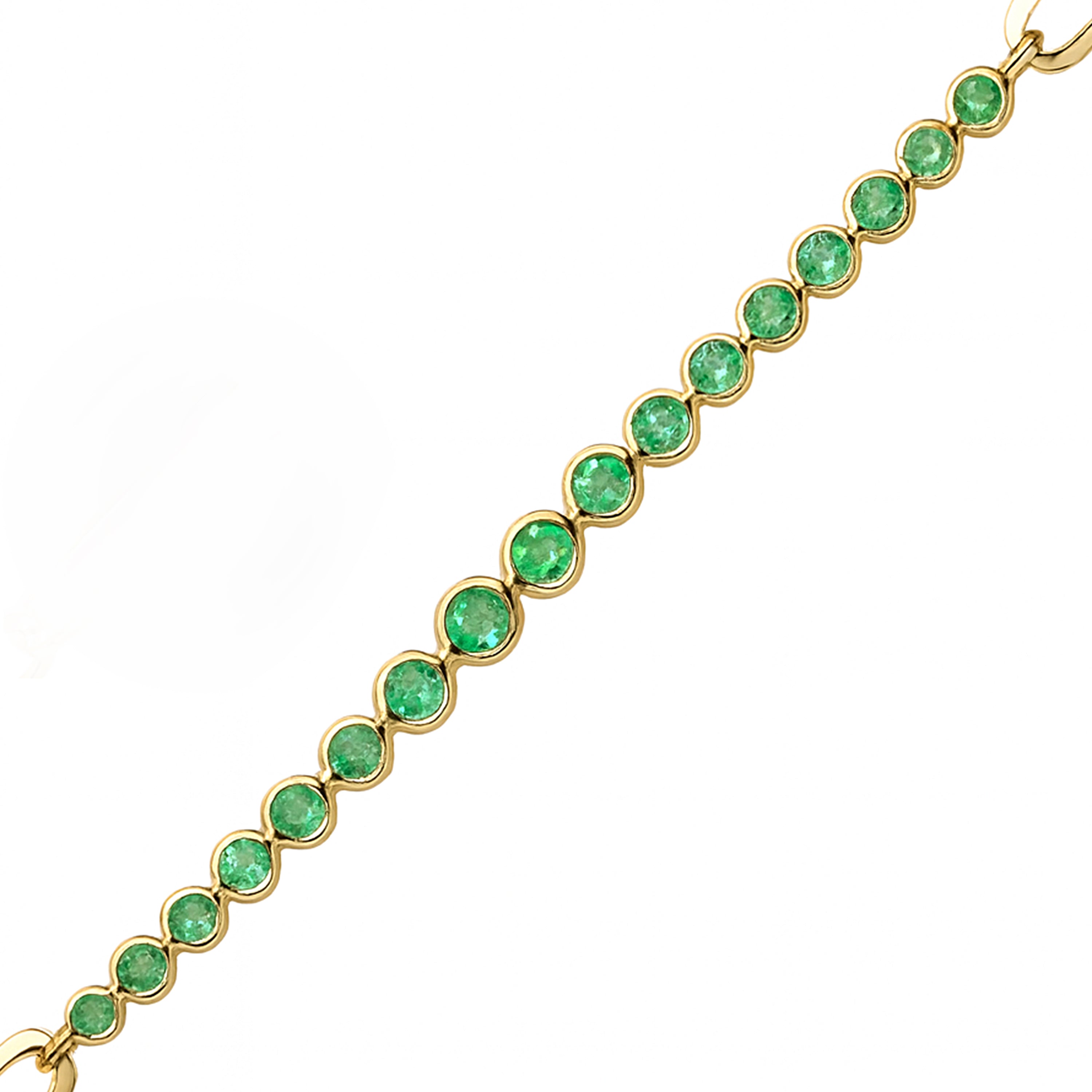 14k Emerald Round Cut Bezel Bracelet