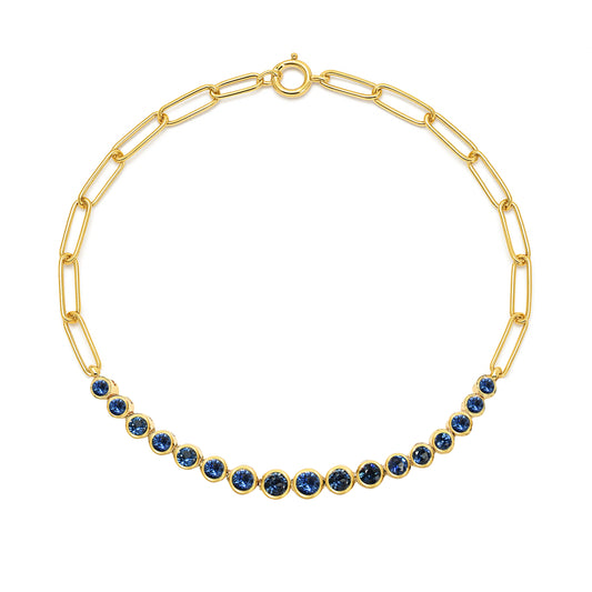 14k Sapphire Round Cut Bezel Bracelet