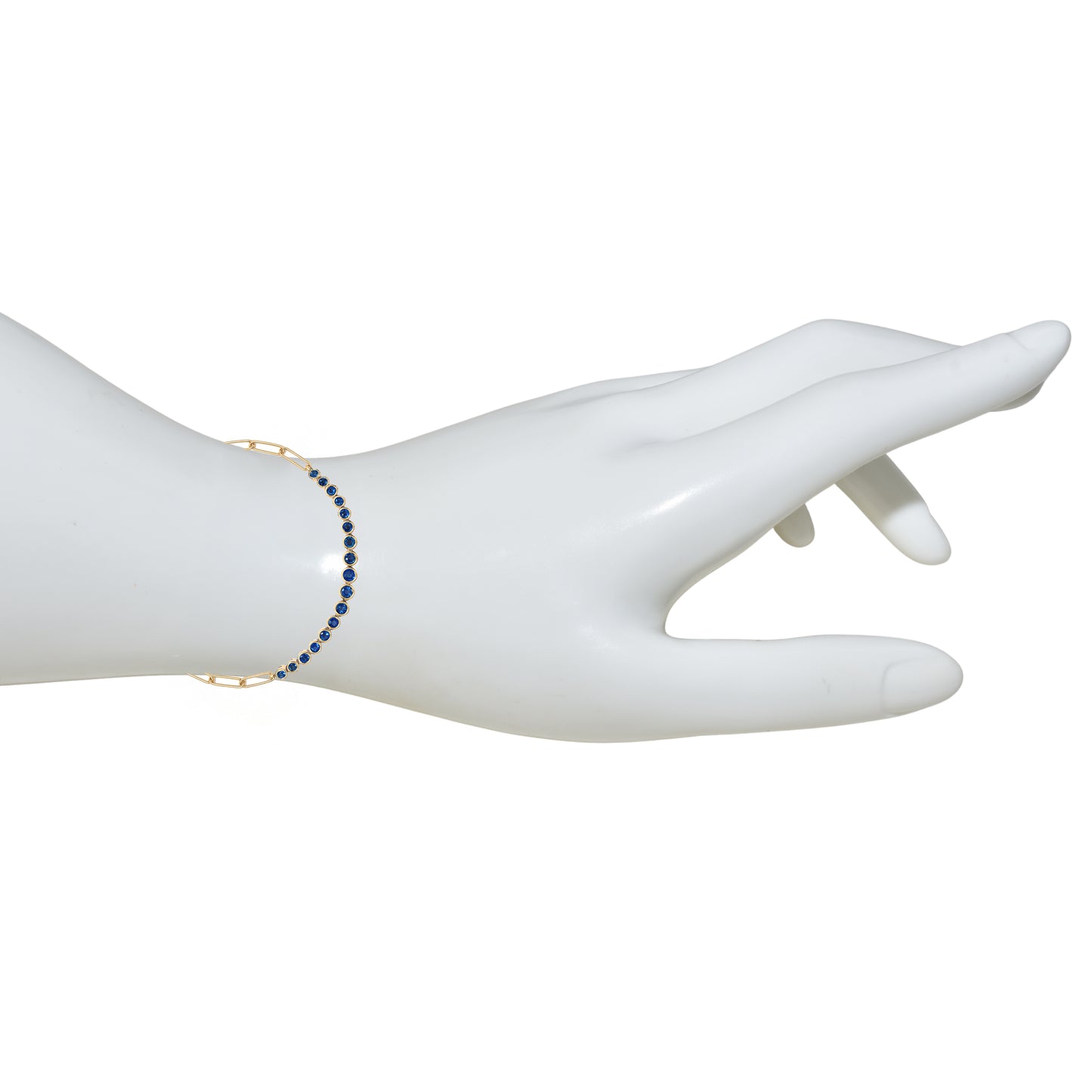 14k Sapphire Round Cut Bezel Bracelet