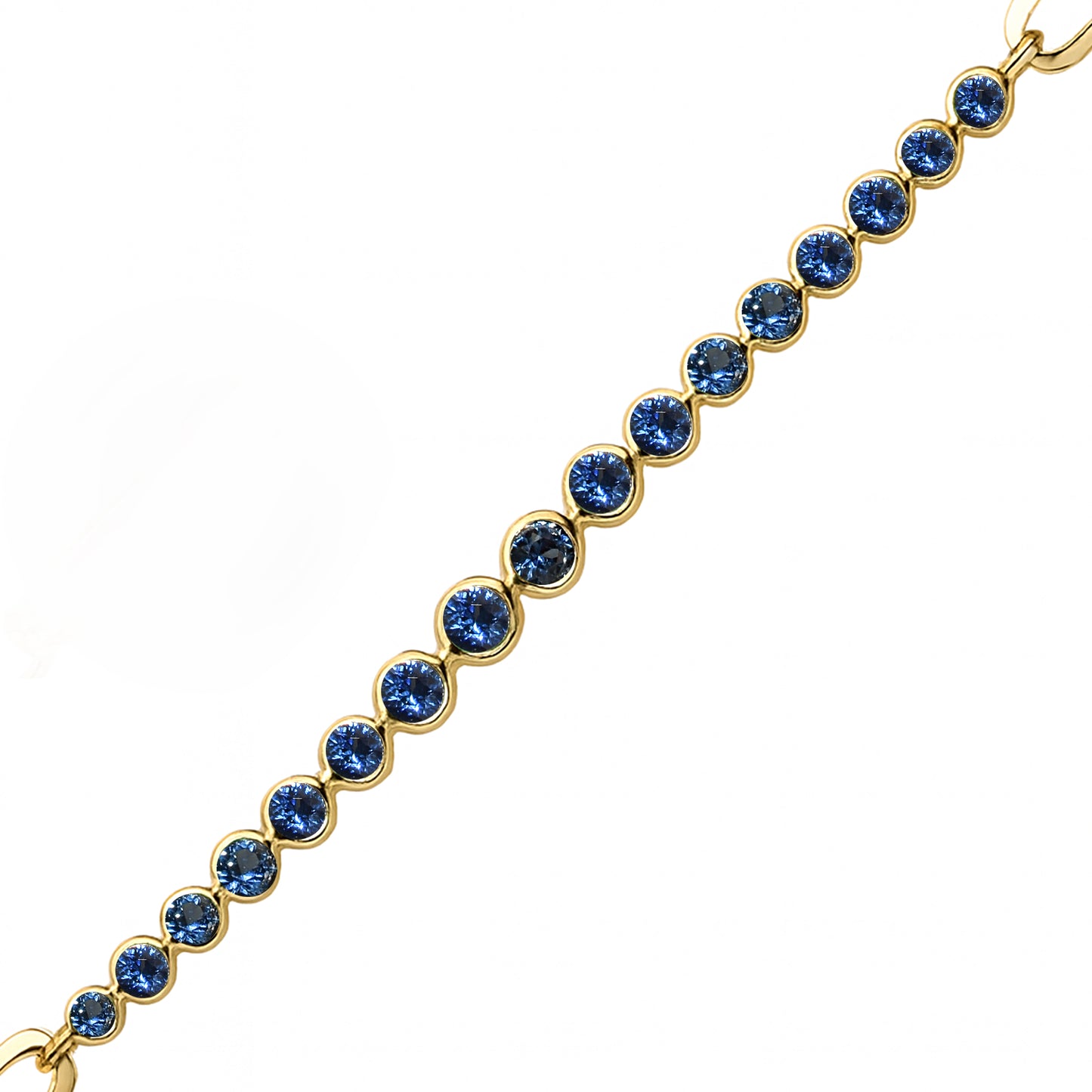 14k Sapphire Round Cut Bezel Bracelet