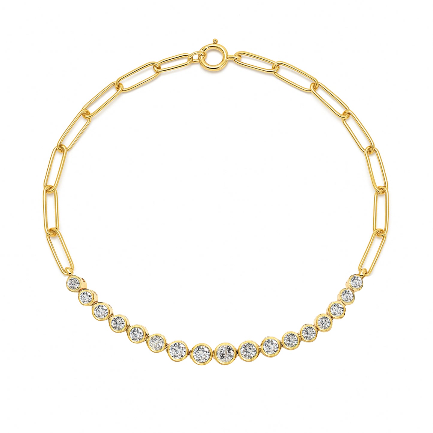 14k Diamond Round Cut Bezel Bracelet