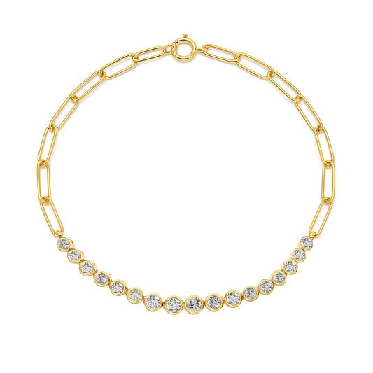 14k Diamond Round Cut Bezel Bracelet