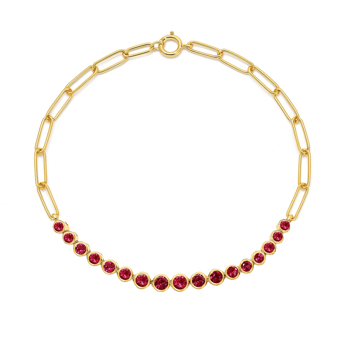 14k Ruby Round Cut Bezel Bracelet
