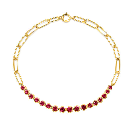 14k Ruby Round Cut Bezel Bracelet