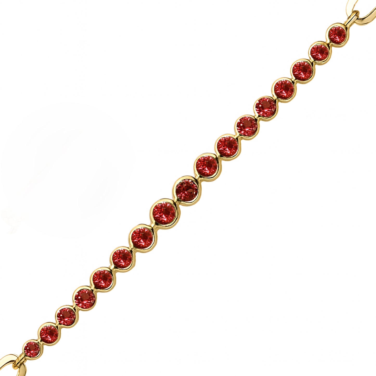 14k Ruby Round Cut Bezel Bracelet