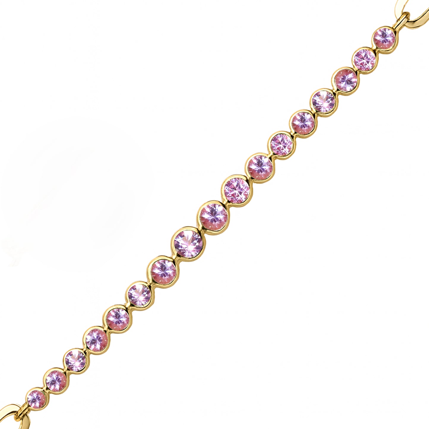 14k Pink Sapphire Round Cut Bezel Bracelet