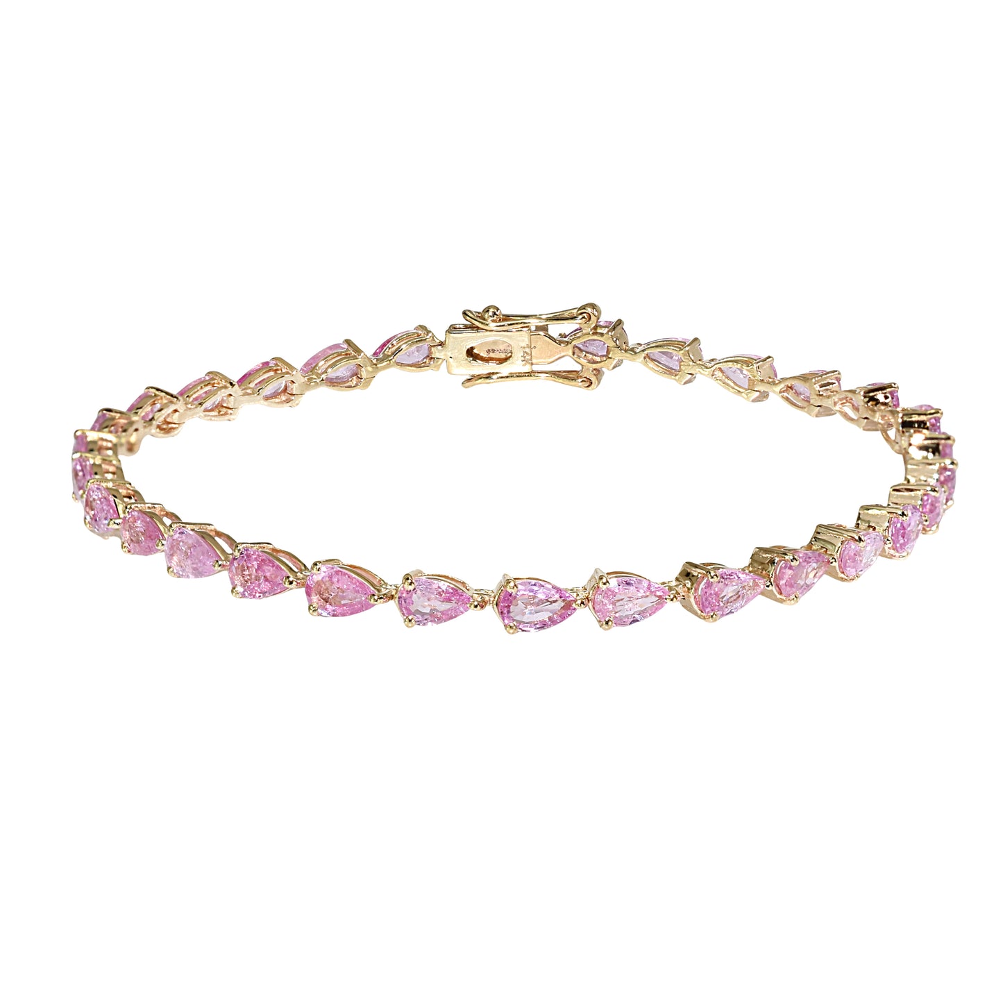 14k Pink Sapphire Pear Cut Tennis Bracelet